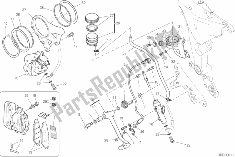 Todas las partes para Sistema De Frenado Trasero de Ducati Multistrada 1260 Touring USA 2018